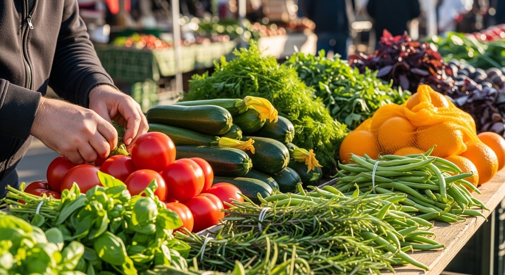 Vibrant,Farmers,Market,Stall,With,Fresh,Organic,Produce,|,Colorful